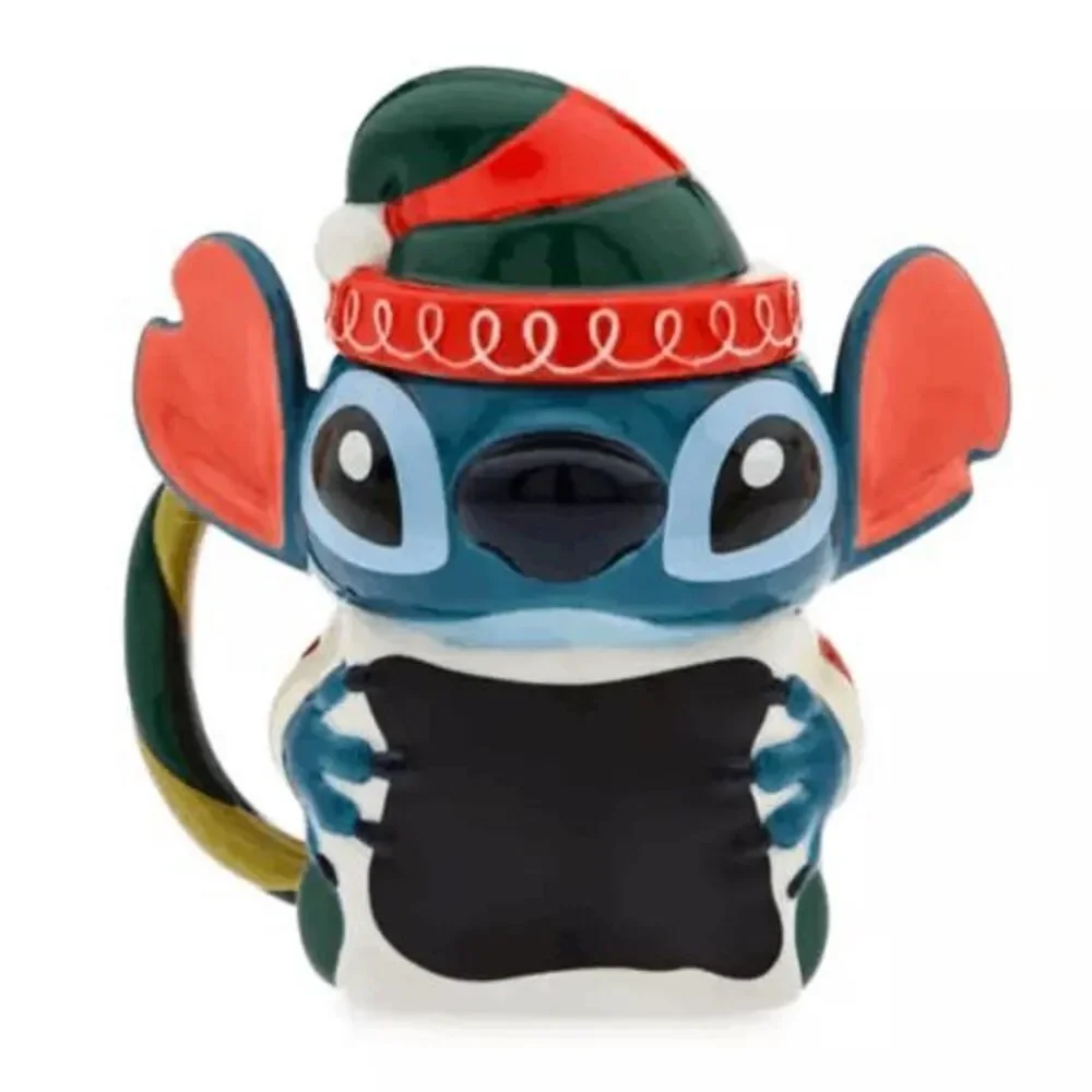 Elf Stitch Holiday Mug & Lid Disney Parks Lilo & Stitch NEW NIB Christmas Santa